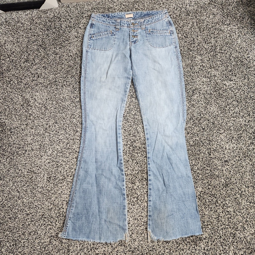 Vtg Y2K Bke Denim Low Rise Flare Midteon Jeans 27x33 Lightwash Button Fly Preppy